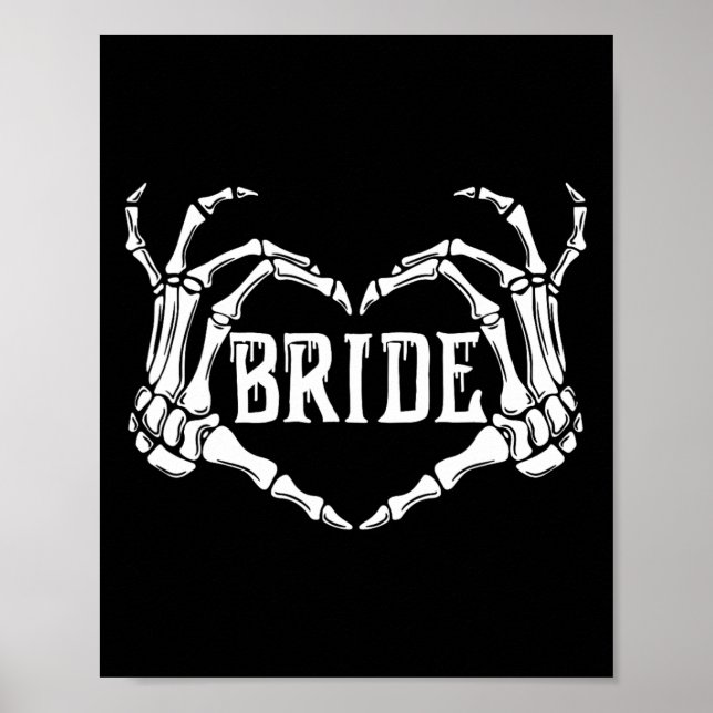 Spooky Bride Skeleton Hands Halloween Engagement W Poster (Front)