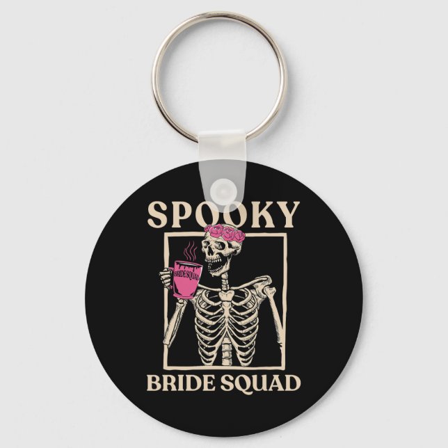 Spooky Bride Squad Skeleton Halloween Chelorette P Key Ring (Front)