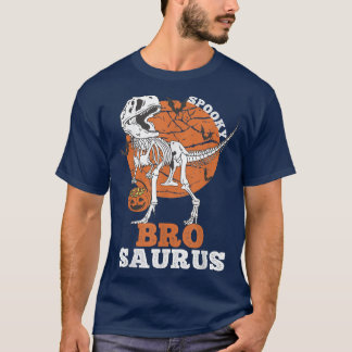 Spooky Bro Saurus Dinosaur Skeleton T rex Pumpkin  T-Shirt