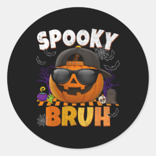 Spooky Bruh Cool Jack O Lantern Halloween Costumes Classic Round Sticker