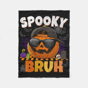 Spooky Bruh Cool Jack O Lantern Halloween Costumes Fleece Blanket