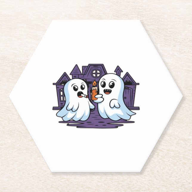 Spooky Buddies A Halloween Haunt Classic T-Shirt_1 Paper Coaster (Front)