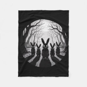 Spooky Bunny Patrol Creepy Halloween Forest Gothic Fleece Blanket