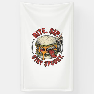 Spooky Burger Shirt Vintage Engraving Halloween Gr Banner