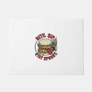 Spooky Burger Shirt Vintage Engraving Halloween Gr Doormat