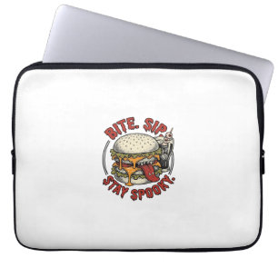 Spooky Burger Shirt Vintage Engraving Halloween Gr Laptop Sleeve