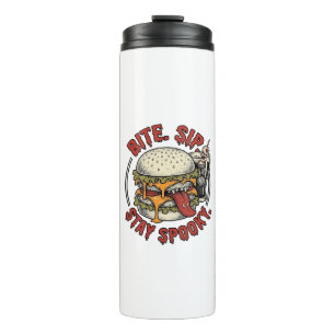 Spooky Burger Shirt Vintage Engraving Halloween Gr Thermal Tumbler