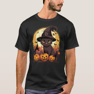 Spooky Burmese Cat Witch Halloween T-Shirt