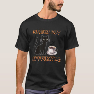 Spooky But Caffeinated – Halloween Black Cat Coffe T-Shirt