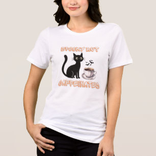 Spooky But Caffeinated – Halloween Black Cat Coffe Tri-Blend Shirt