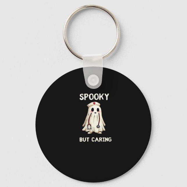 SPOOKY BUT CARING Essential T-Shirt Key Ring (Front)