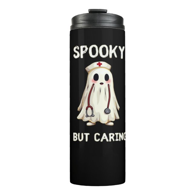 SPOOKY BUT CARING Essential T-Shirt Thermal Tumbler (Front)