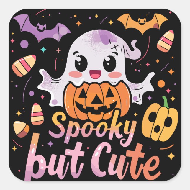 Spooky but Cute | ExDesigner | Halloween Square Sticker (Front)
