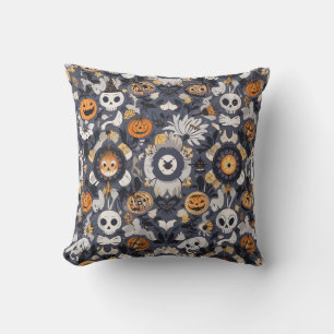 Spooky but Cute Halloween Friends Pattern Cushion