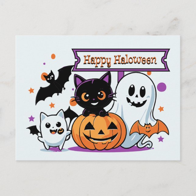 Spooky but Cute Halloween Postcard (Front)
