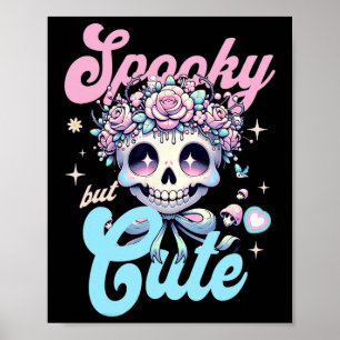 Spooky But Cute Skull Flowers Halloween Pastel Got Poster