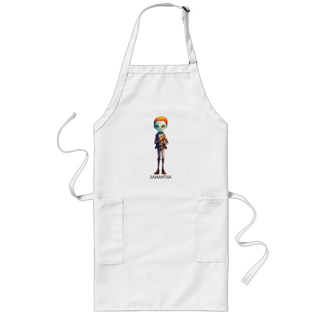 Spooky But Cute Zombie Kid – Adorable Macabre (2) Long Apron (Front)