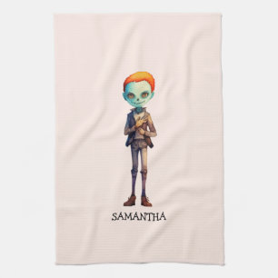 Spooky But Cute Zombie Kid – Adorable Macabre (2) Tea Towel