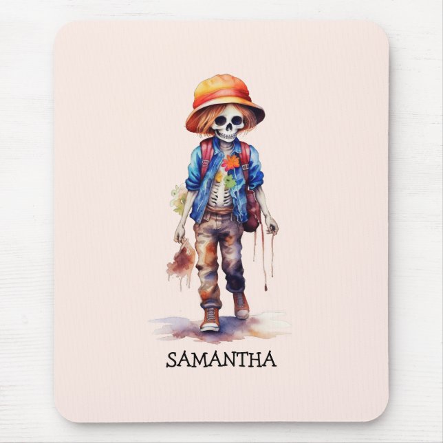 Spooky But Cute Zombie Kid – Adorable Macabre (3) Mouse Pad (Front)