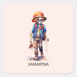 Spooky But Cute Zombie Kid – Adorable Macabre (3) Square Sticker