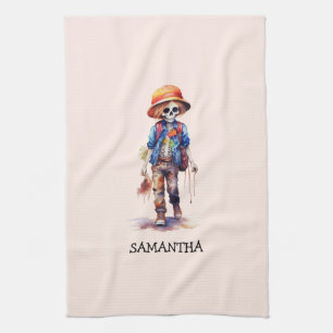 Spooky But Cute Zombie Kid – Adorable Macabre (3) Tea Towel