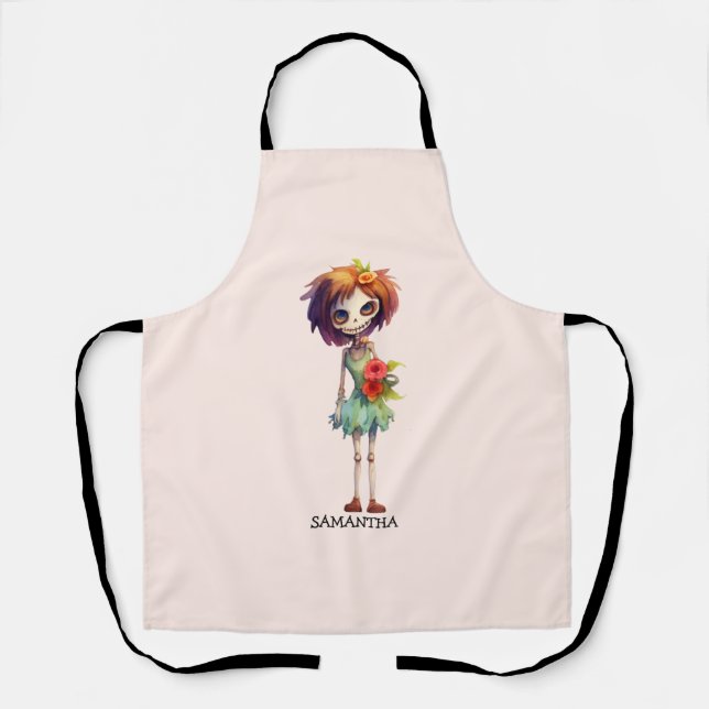 Spooky But Cute Zombie Kid – Adorable Macabre Apron (Front)