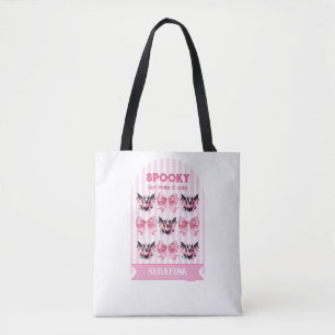 Spooky But Make it Cute Customised Name Bows Bats Tote Bag