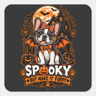 Spooky But Make It Furry French Bulldog Halloween Square Sticker