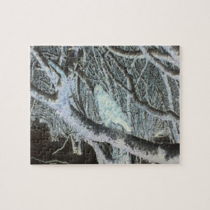 Spooky Buzzard on Branch Jigsaw Puzzle