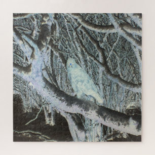 Spooky Buzzard on Branch Jigsaw Puzzle