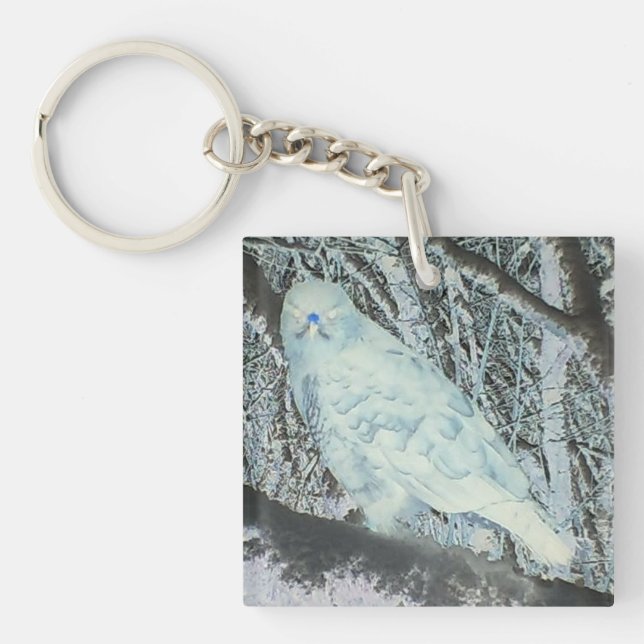 Spooky Buzzard on Branch  Key Ring (Front)