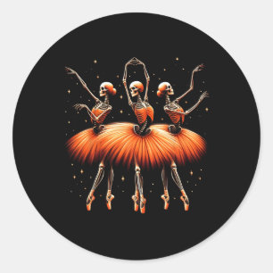 Spooky Byllerina Skeleton Dance Funny Halloween By Classic Round Sticker