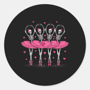 Spooky Byllerina Skeleton Dance Funny Halloween By Classic Round Sticker