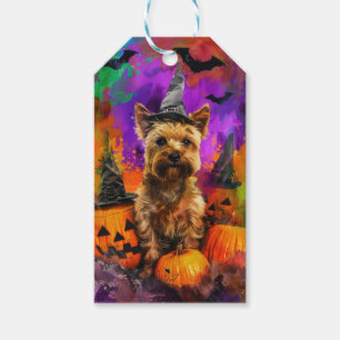 Spooky Cairn Terrier Dog Halloween Witch Pumpkin  Gift Tags