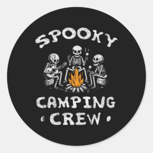 Spooky Camping Crew Halloween Camping Skeleton Cam Classic Round Sticker