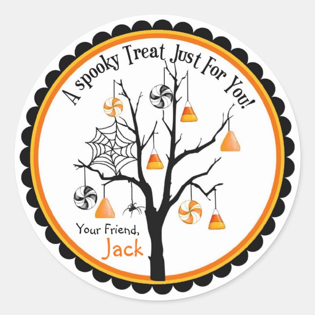 Spooky Candy Tree Halloween Favour Stickers (Front)