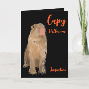 Spooky Capybara Pun Illustration Halloween Card