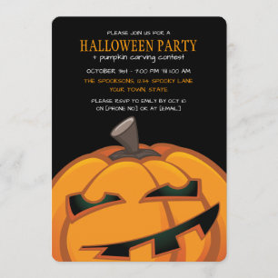 Spooky Carved Pumpkin Halloween Party Invitations