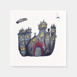 Spooky Castle Halloween Art Paper napkins