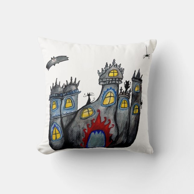 Spooky Castle halloween Art Throw Cushion (Front)