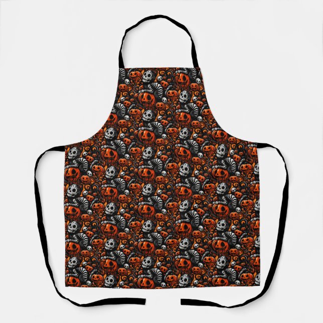 Spooky Cat and Pumpkins Apron (Front)