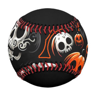 Spooky Cat and Pumpkins Baseball