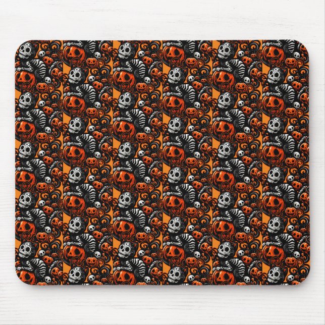 Spooky Cat and Pumpkins Mouse Pad (Front)