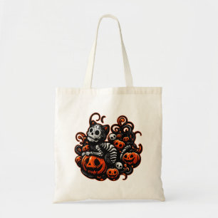 Spooky Cat and Pumpkins Tote Bag