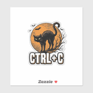 Spooky Cat CTRL C Vintage Halloween Vector Design_