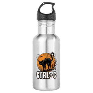 Spooky Cat CTRL C Vintage Halloween Vector Design_ 532 Ml Water Bottle