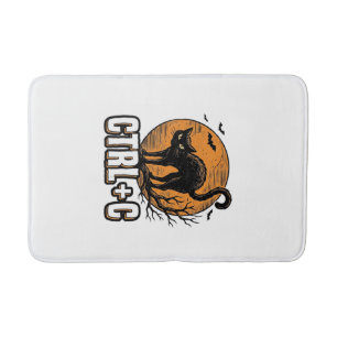 Spooky Cat CTRL C Vintage Halloween Vector Design_ Bath Mat