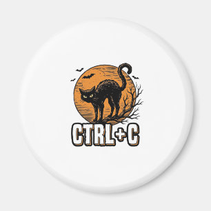 Spooky Cat CTRL C Vintage Halloween Vector Design_ Magnet