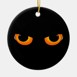 Spooky Cat Eyes Ceramic Ornament