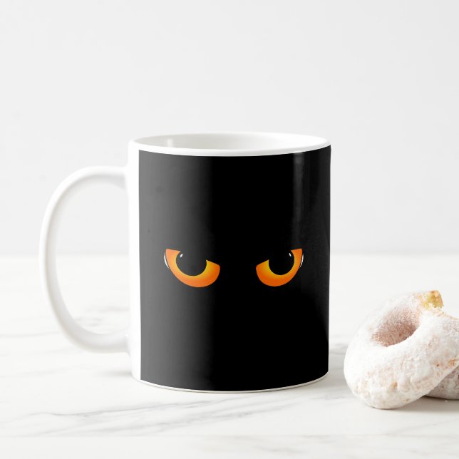 Spooky Cat Eyes Coffee Mug (With Donut)